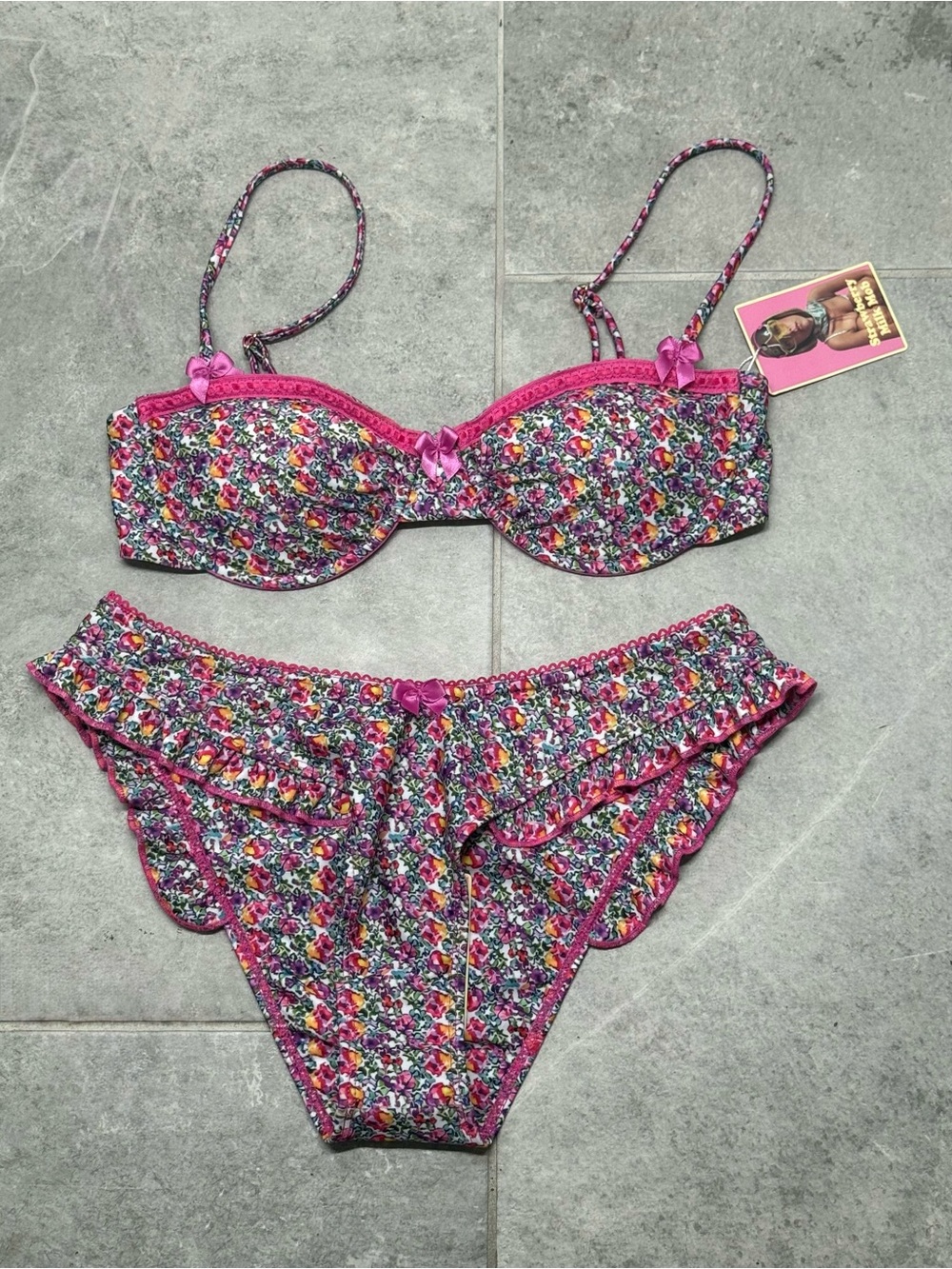 Strawberry Milk Mob St. Tropez Floral Pink Bikini Set